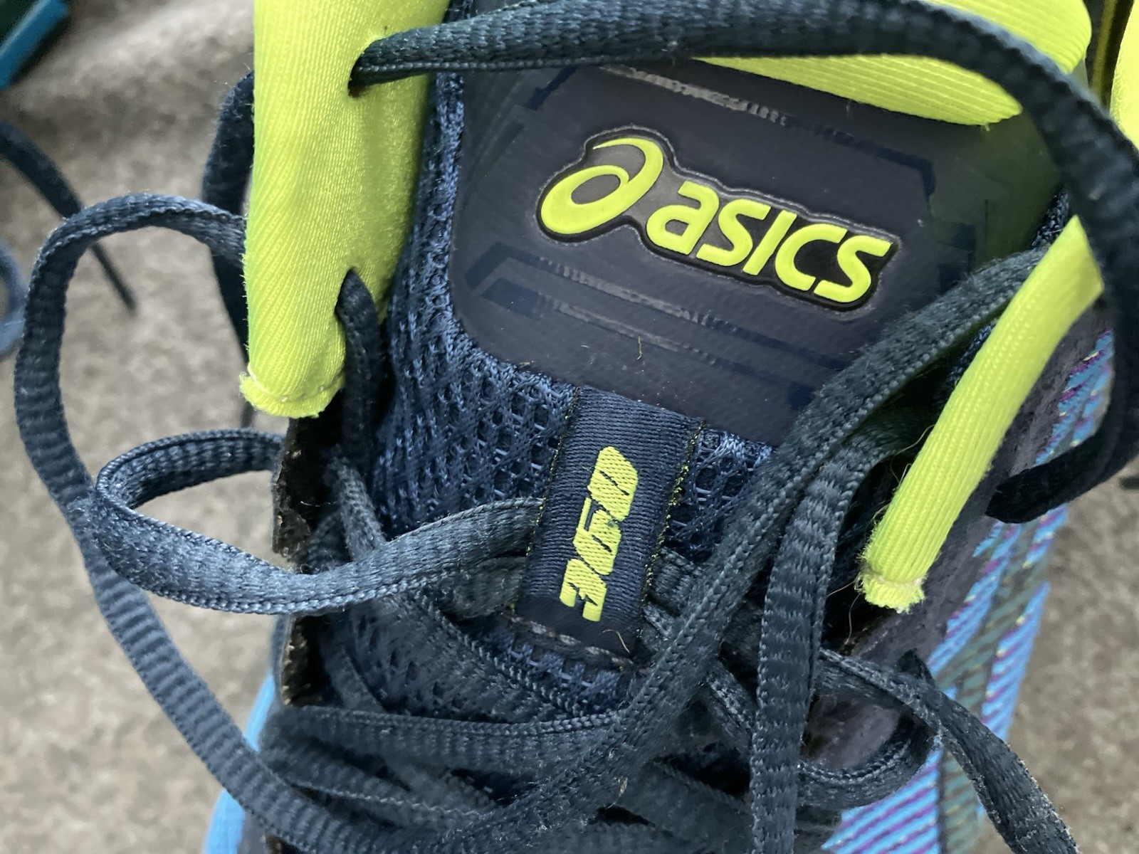 Asics Gel Quantum 360 Mens 13 Blue Yellow Running Shoes Sneakers 1021A134 ISSUES