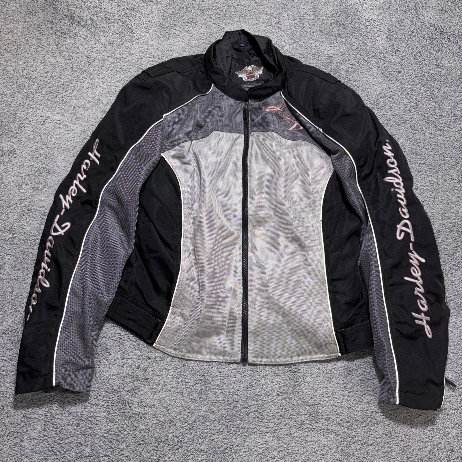 HARLEY-DAVIDSON Riding Jacket w/ Shoulder & Elbow Pads Women’s Sz XL Grey Black