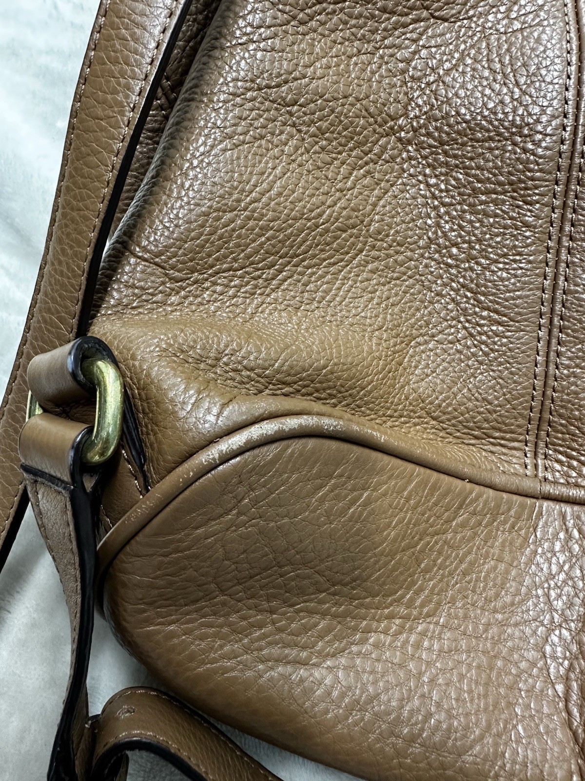 Vtg Coach Brown Pebbled Leather Medium Drawstring Backpack Shoulder Bag F24385