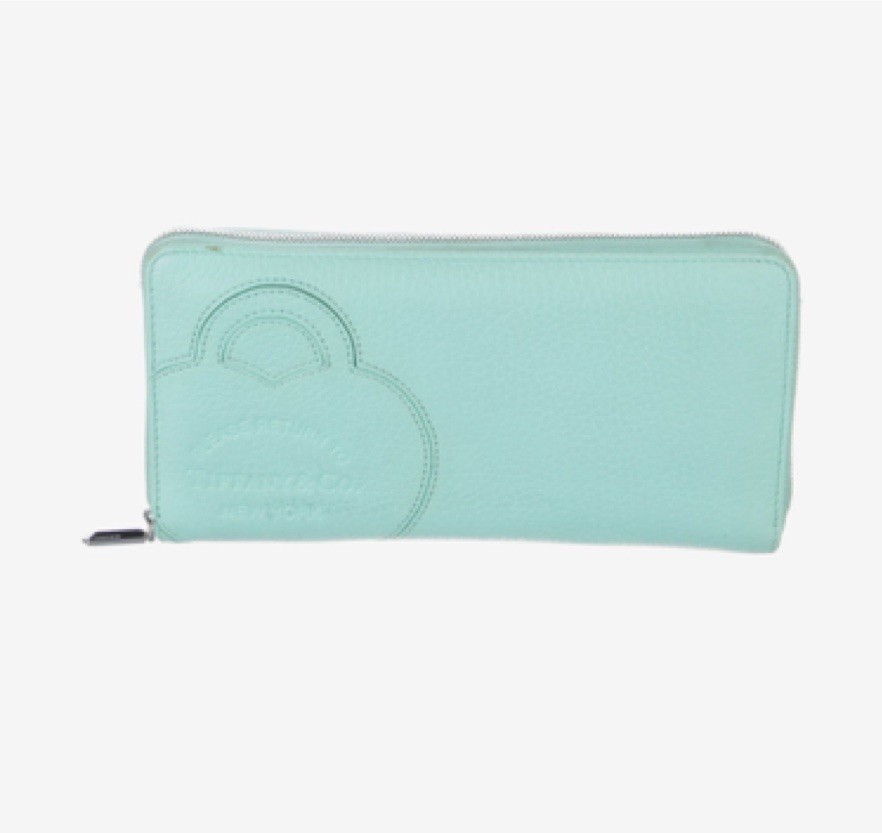 Tiffany & Co. Women’s Blue Solid Zip-Around Long Wallet w/ Card Slots Logo