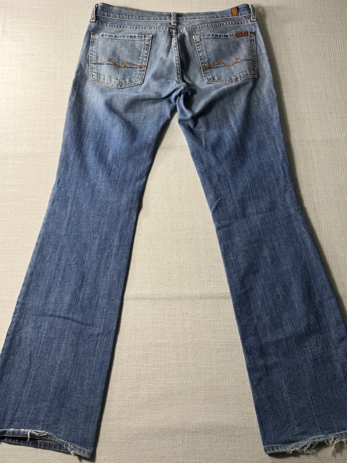 7 For All Mankind Women’s Bootcut Jeans Blue Low Rise 31 Denim 35×34 Stretch