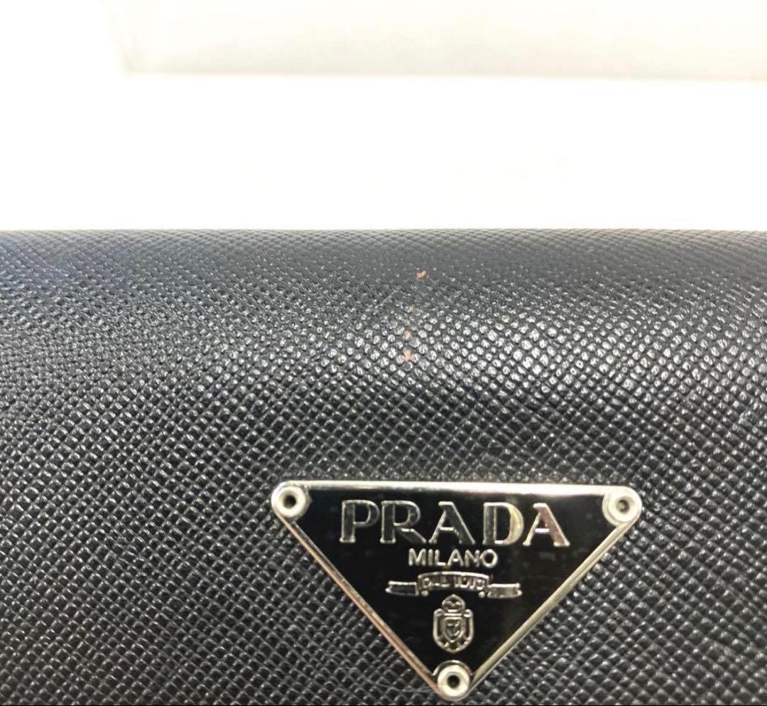 Popular PRADA Prada Bifold Wallet Triangle Plate Saffiano Leather Black
