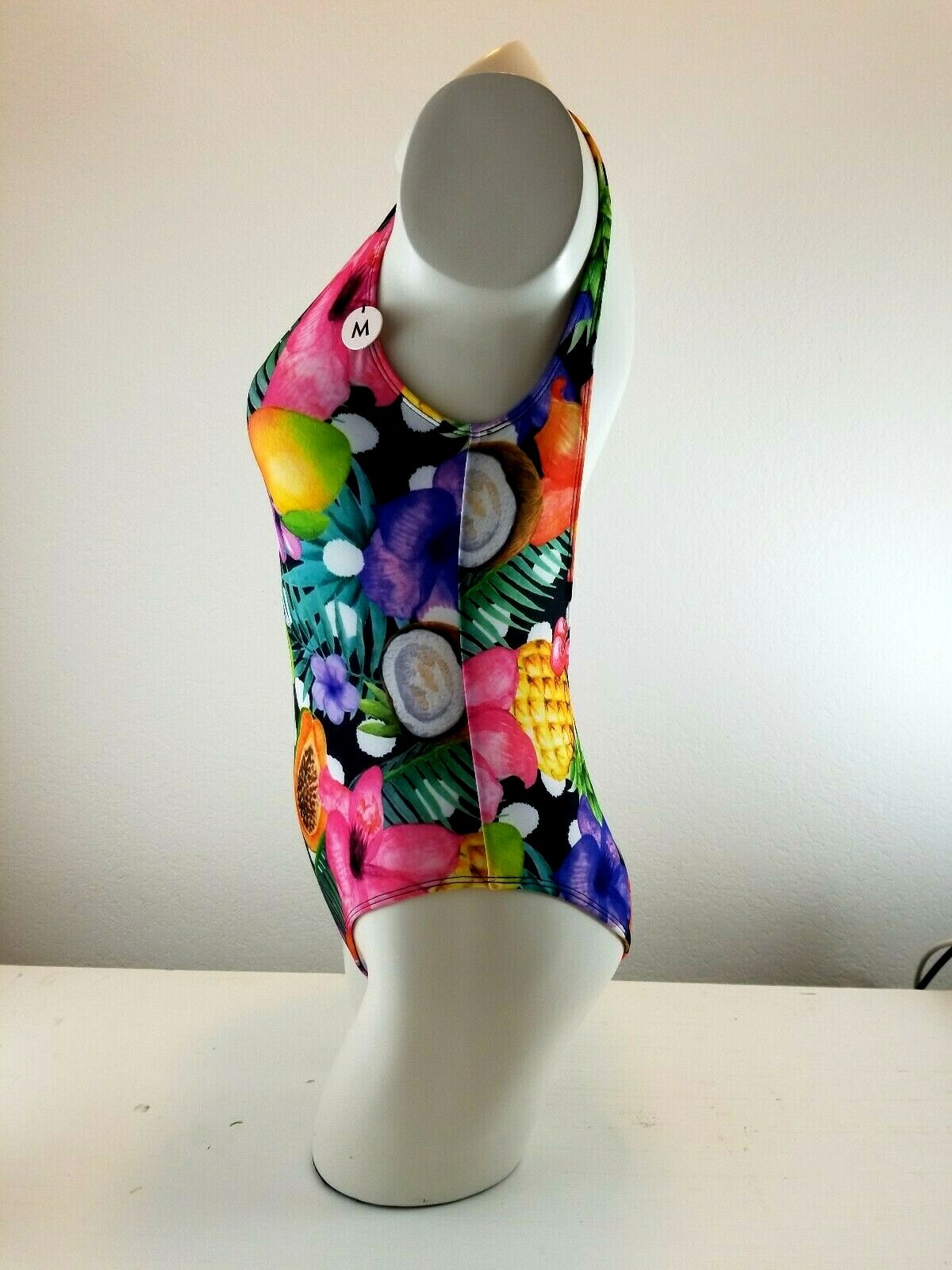 Forever 21 One Piece Swimsuit Womens Large Tropical Multicolor Open Back
