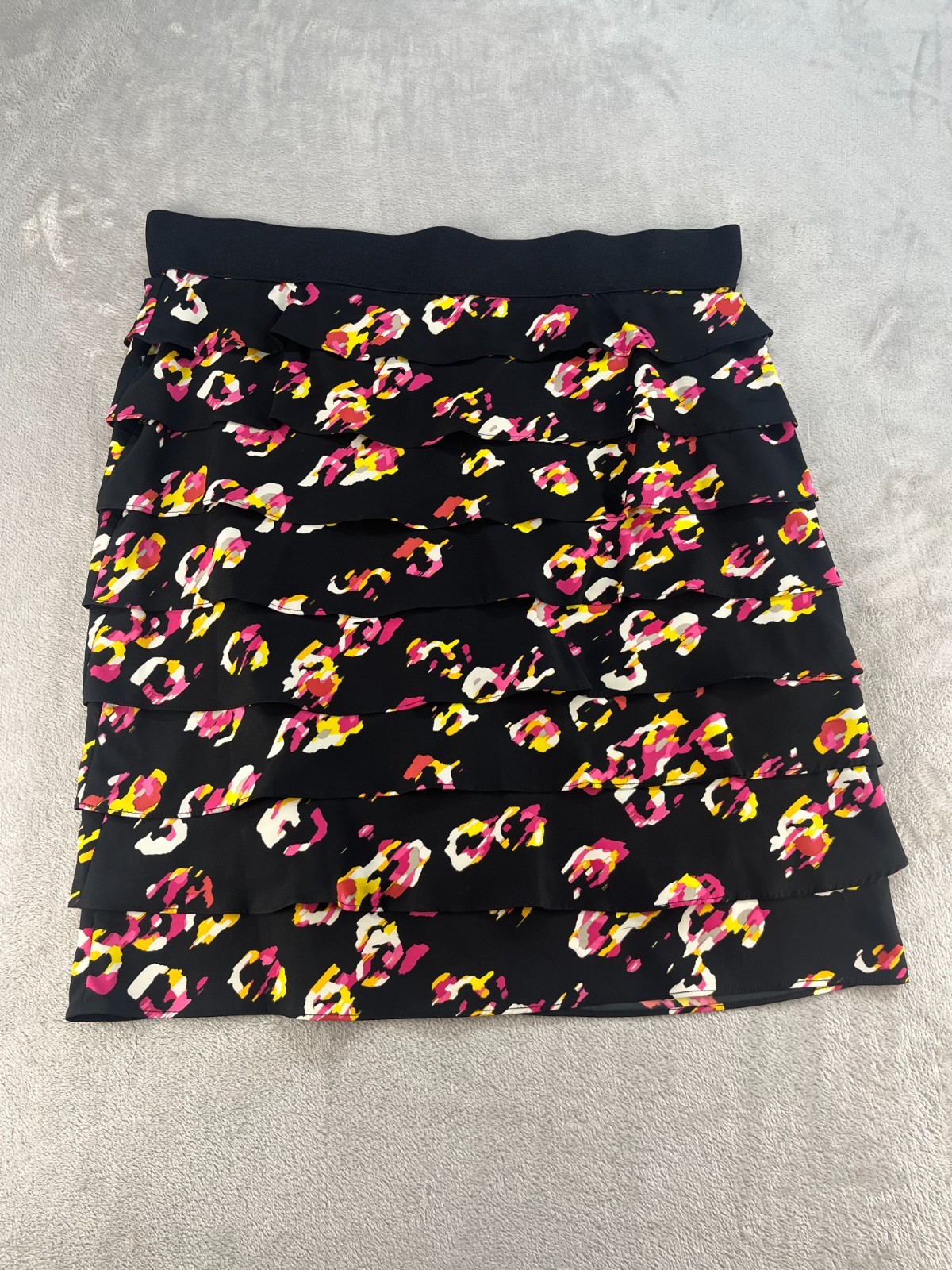 Alfani Floral Midi Dress 16 Tired Elastic Waist Zip Ruffled Spring Colorfull