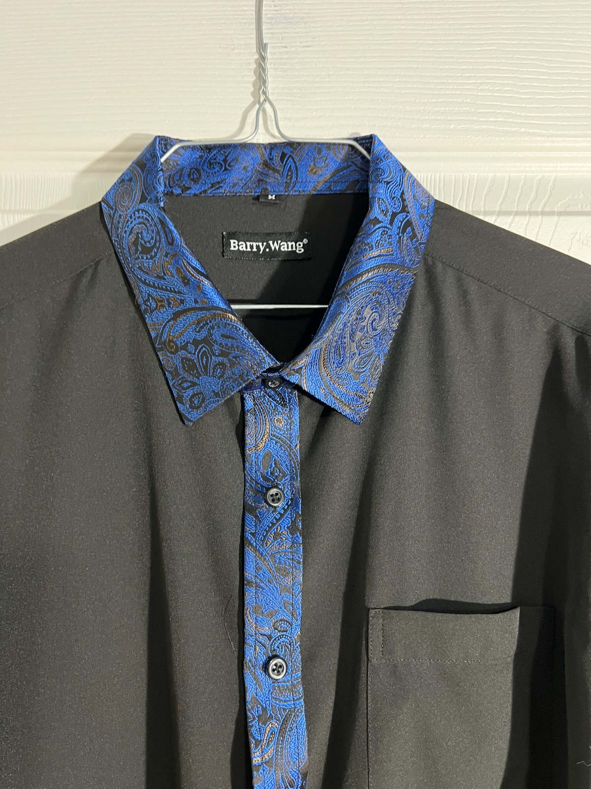 BARRY.WANG MENS LONG SLEEVE BUTTON UP SHIRT BLACK MEDIUM