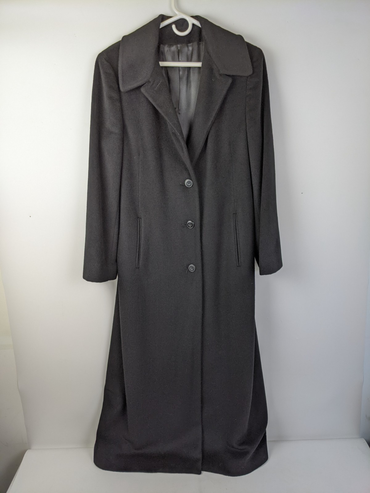 Regency New York Vintage Coat Lambswool Angora Black Size 2 Trench Overcoat