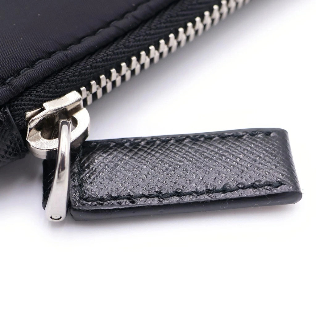 PRADA Tessuto Nero Logo Plate Nylon Clutch Bag Pouch Black 2Ng015 New Condition