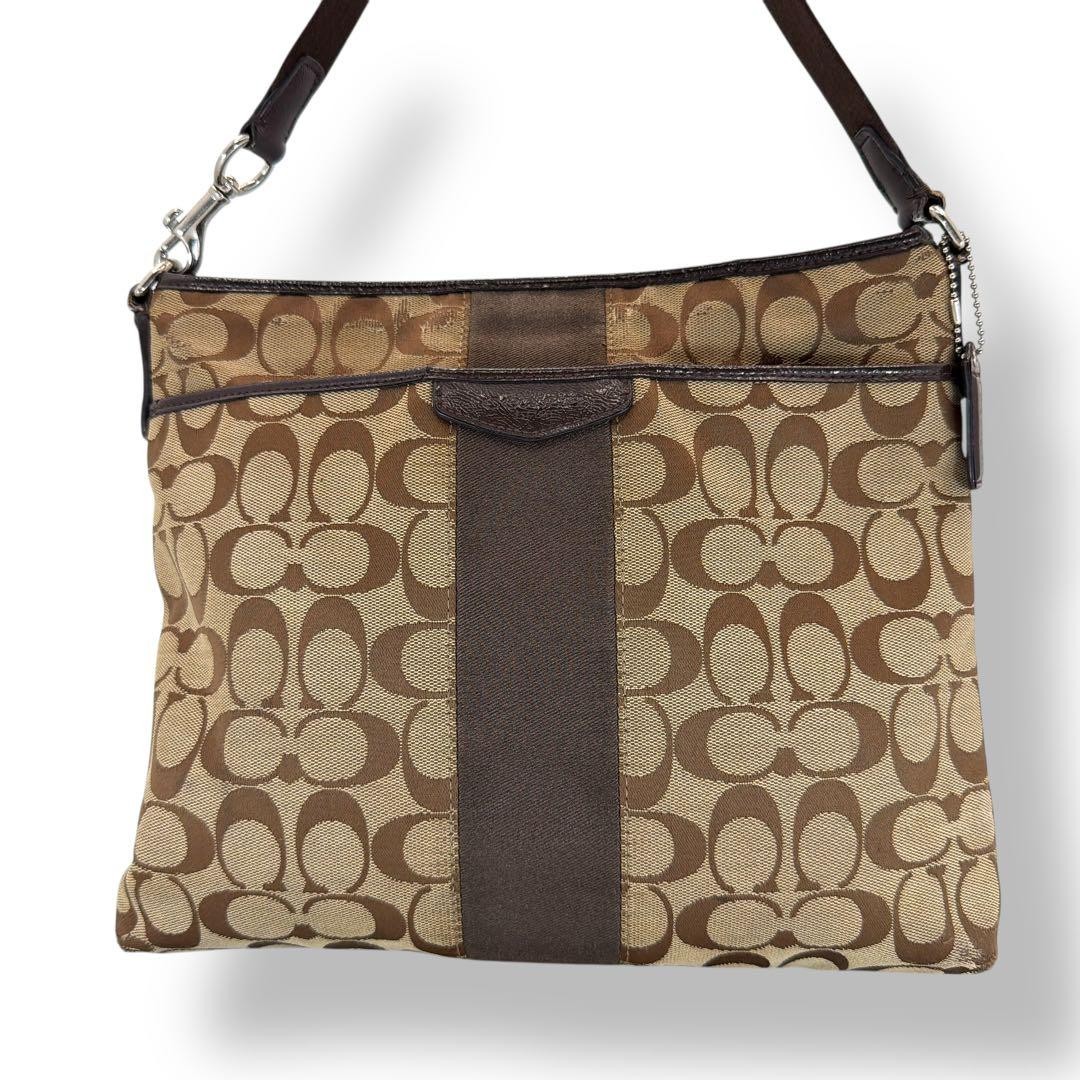 Coach Signature C1432 F28502 Shoulder Bag Canvas Brown Authentic F051181