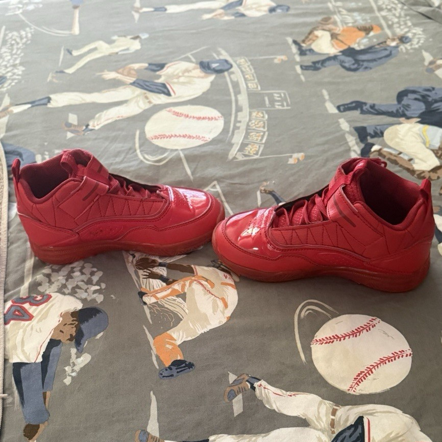 AND1 Unisex Kids Red Mid-Top Athletic Sneakers Hook & Loop Round Toe US 1