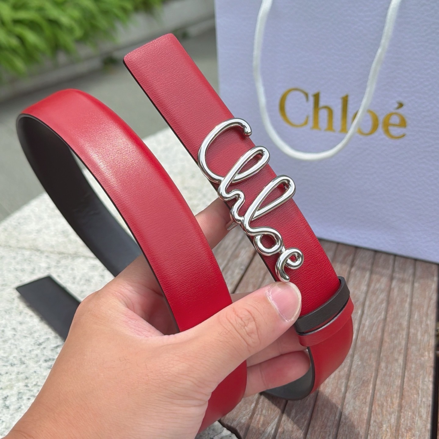 Chloe Red leather belt