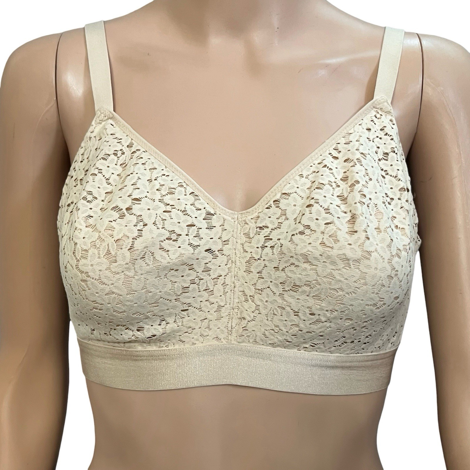Chantelle Norah Supportive Wireless Bra 36D Pale Nude Lace Comfort Back Close