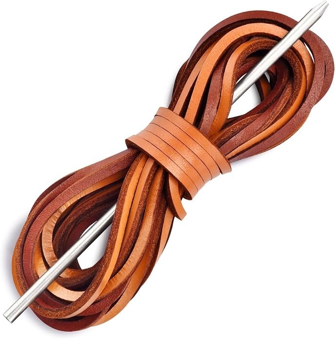 Leather Shoelace Boot Lace Kit – 1 Needle and 2 Strips Shoe Lacing Kit