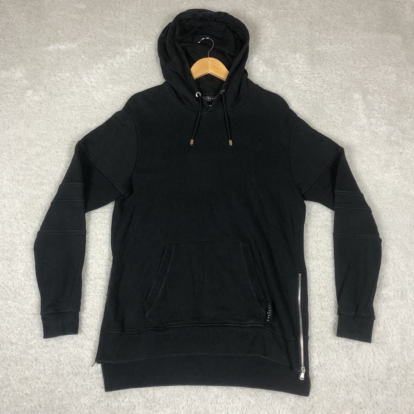 The Couture Club Sierra Hoodie Mens XL Black Pullover Drawstring Side Zip Long