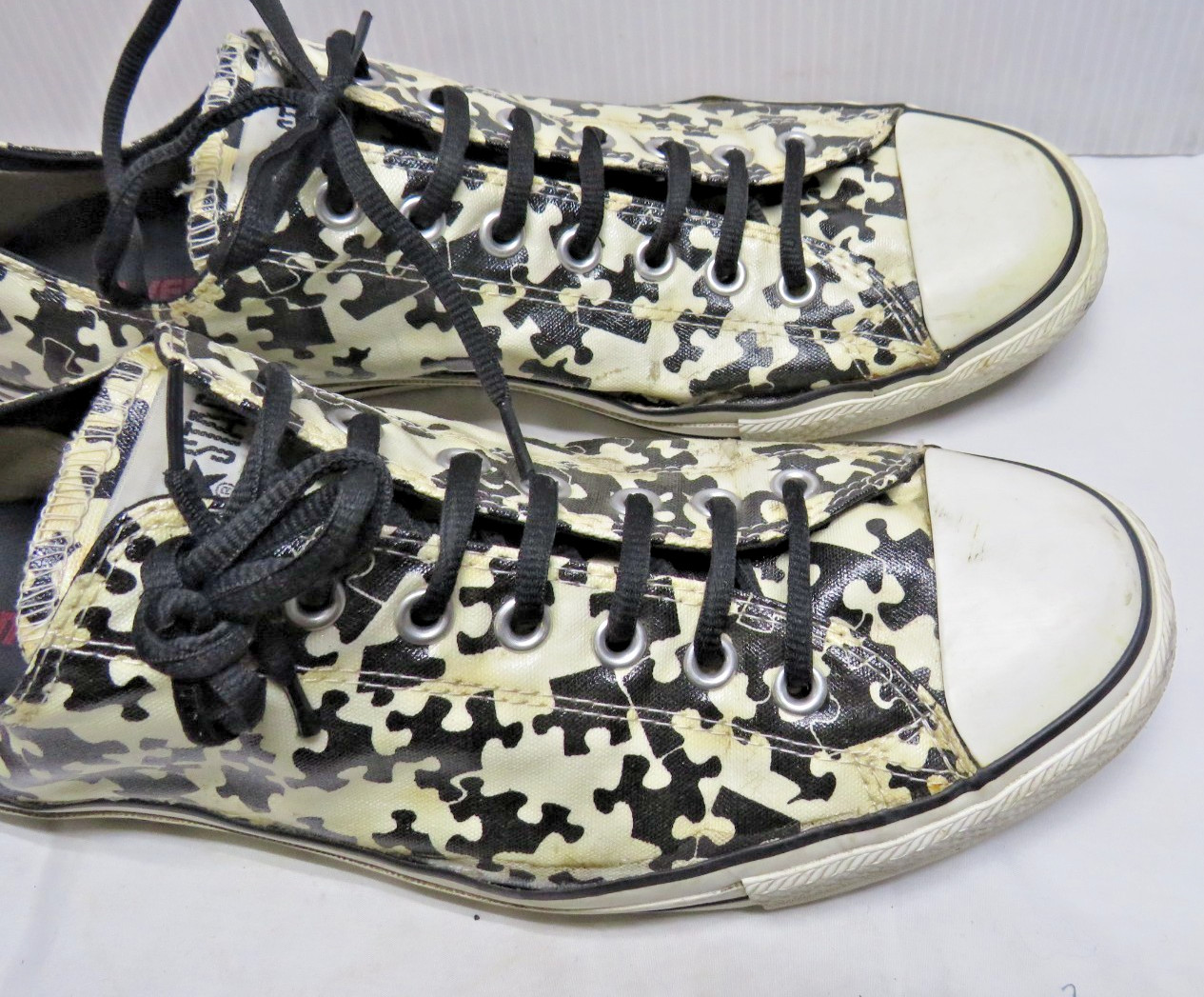 CONVERSE Black White ALL STAR puzzle pieces Sneakers Shoes men’s Size 13