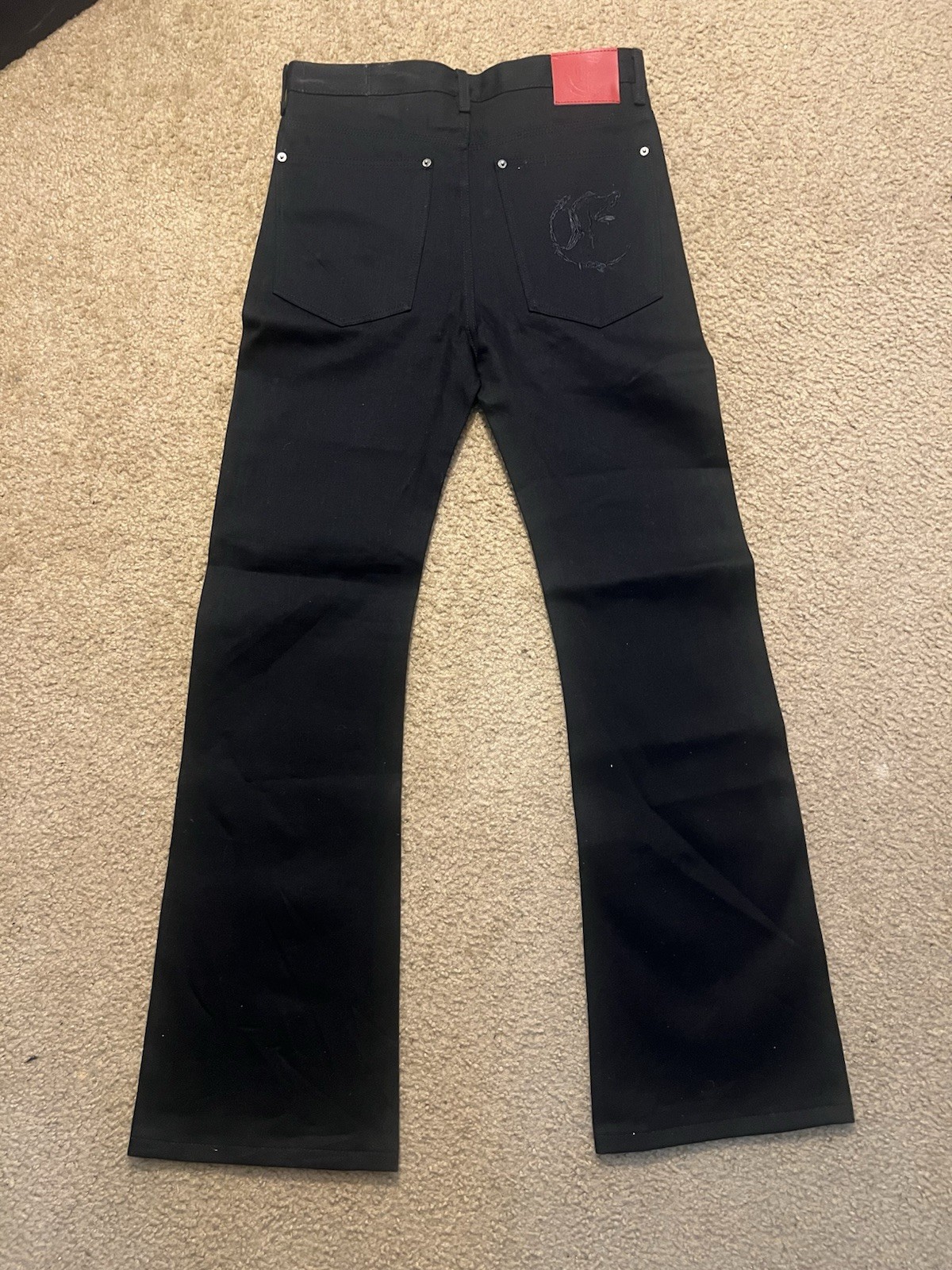 Elysian Jet Black Bootcut Selvedge Denim Jeans Size 32×34