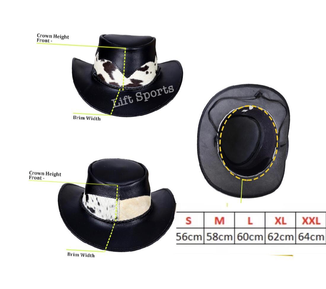 Men’s Black Cowboy Hat Western Original Genuine Buffalo Hair Skin Leather nEW