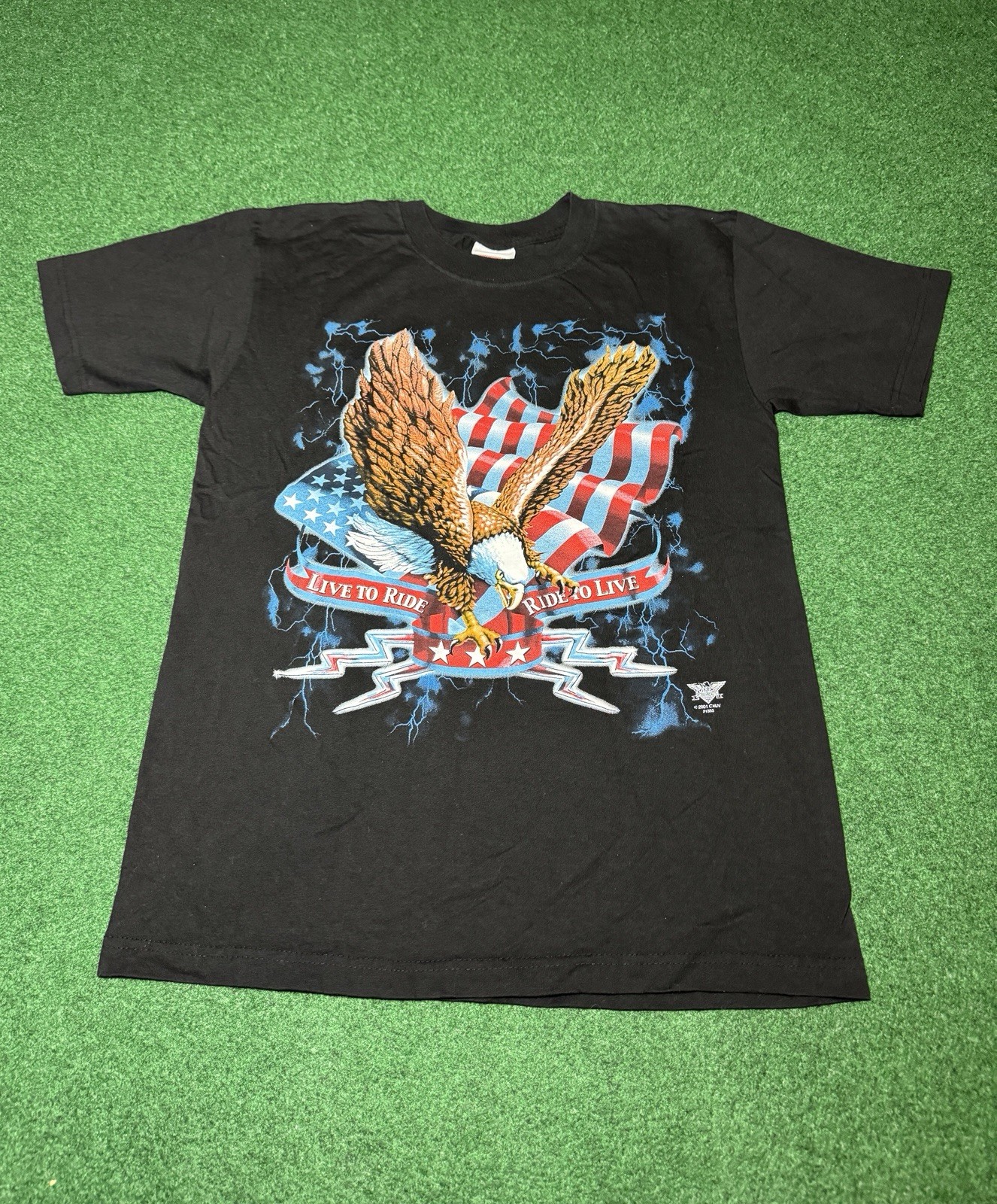 Live To Ride To Live Vintage T Shirt 90s Biker M/L 20×28 Motorcycle Erie Pa