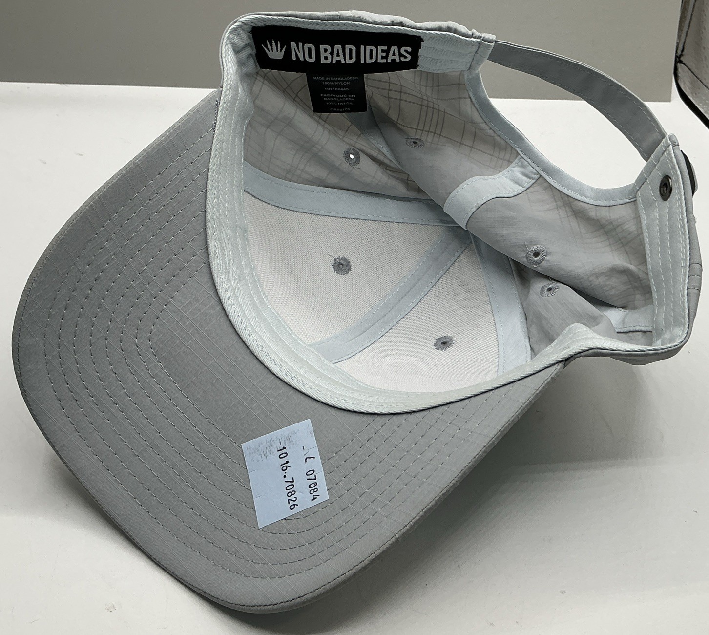 No Bad Ideas NBI Nylon Check 6 Panel Adjustable Gray Cap Hat L07084