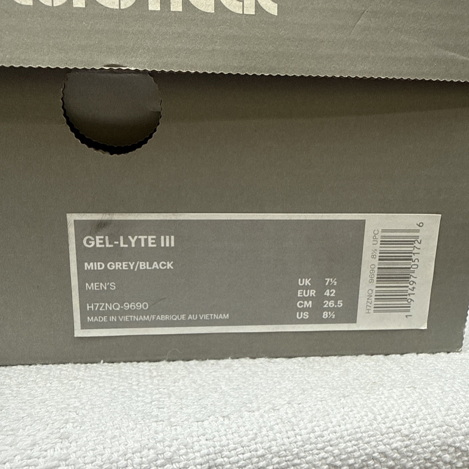 Asics Gel-Lyte 3 Mid Grey/Black Mens Size 8.5 H7ZNQ-9690 Japanese Denim