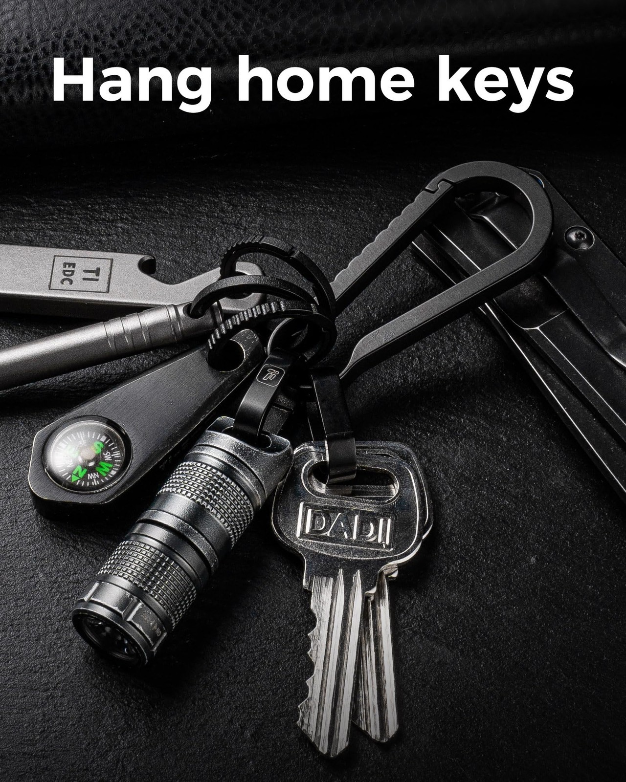 FEGVE Titanium Mini Key Chain Ring with 3 0.86in Titanium Side-Pushing Design…