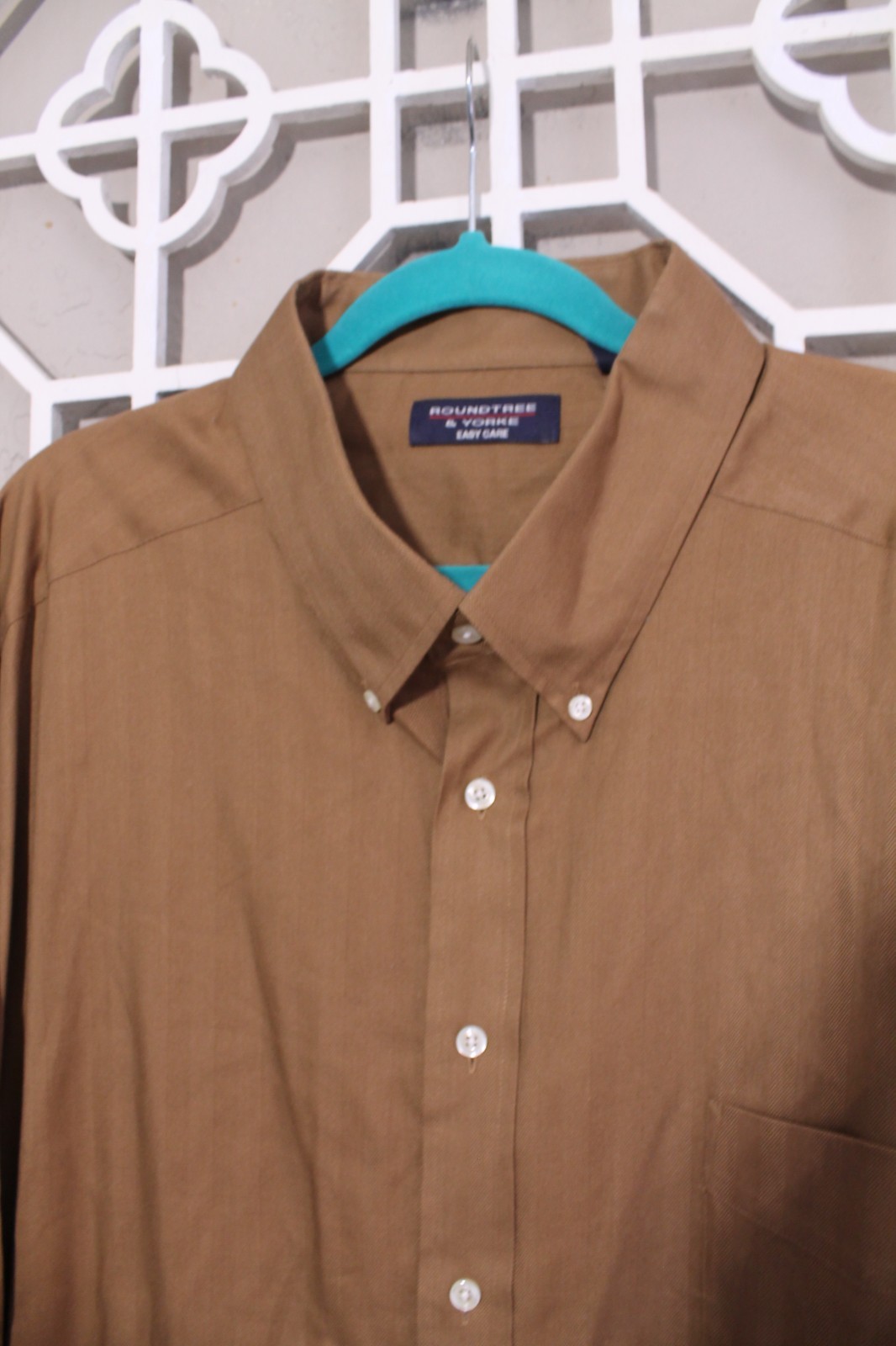 Roundtree & Yorke Button Up Shirt Mens 4X Brown Casual Preppy Oxford Pocket Men