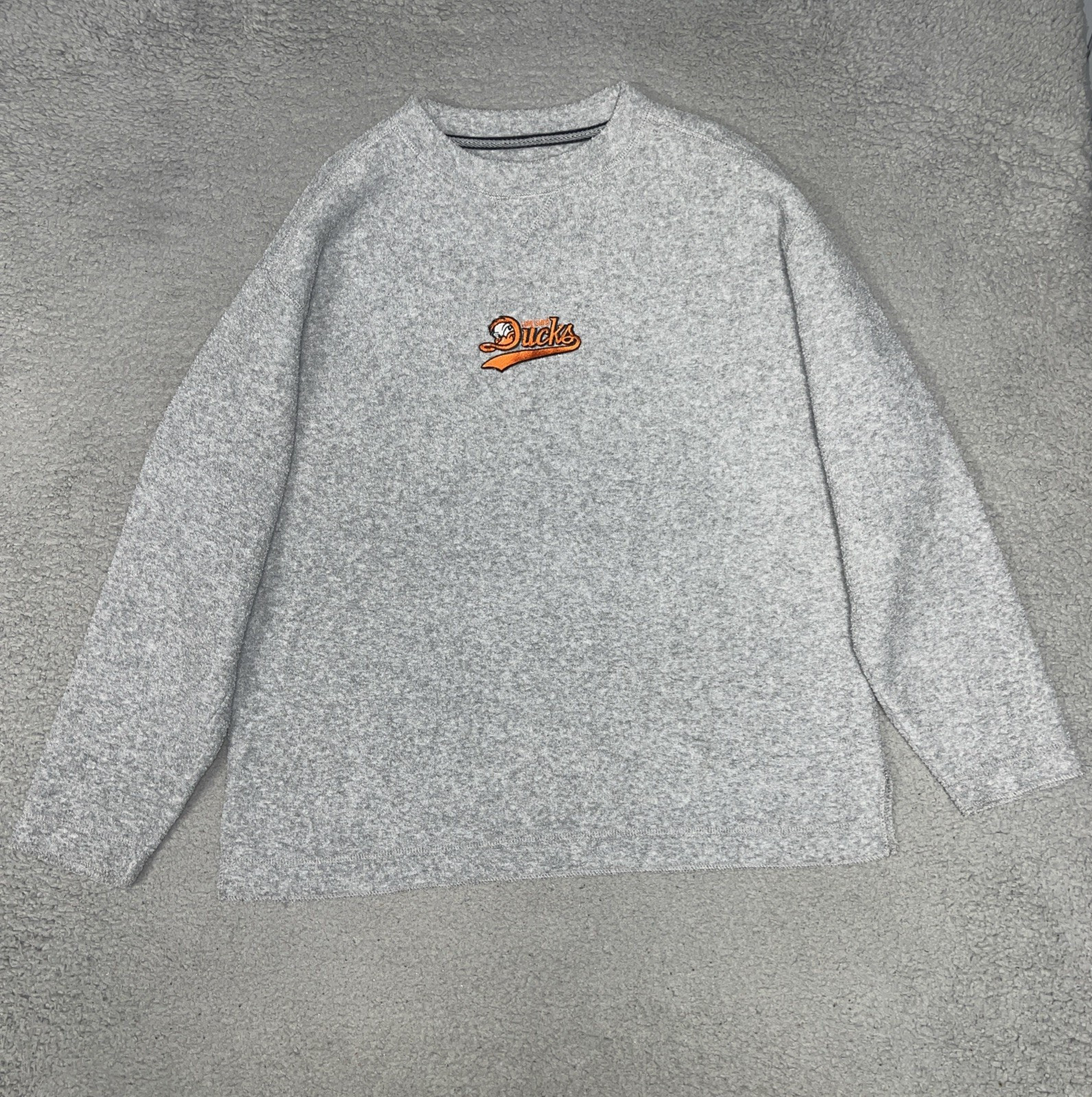 VTG Gear Long Island Ducks Sharpa Sweater Womens XL Gray Embroider Logo Pullover