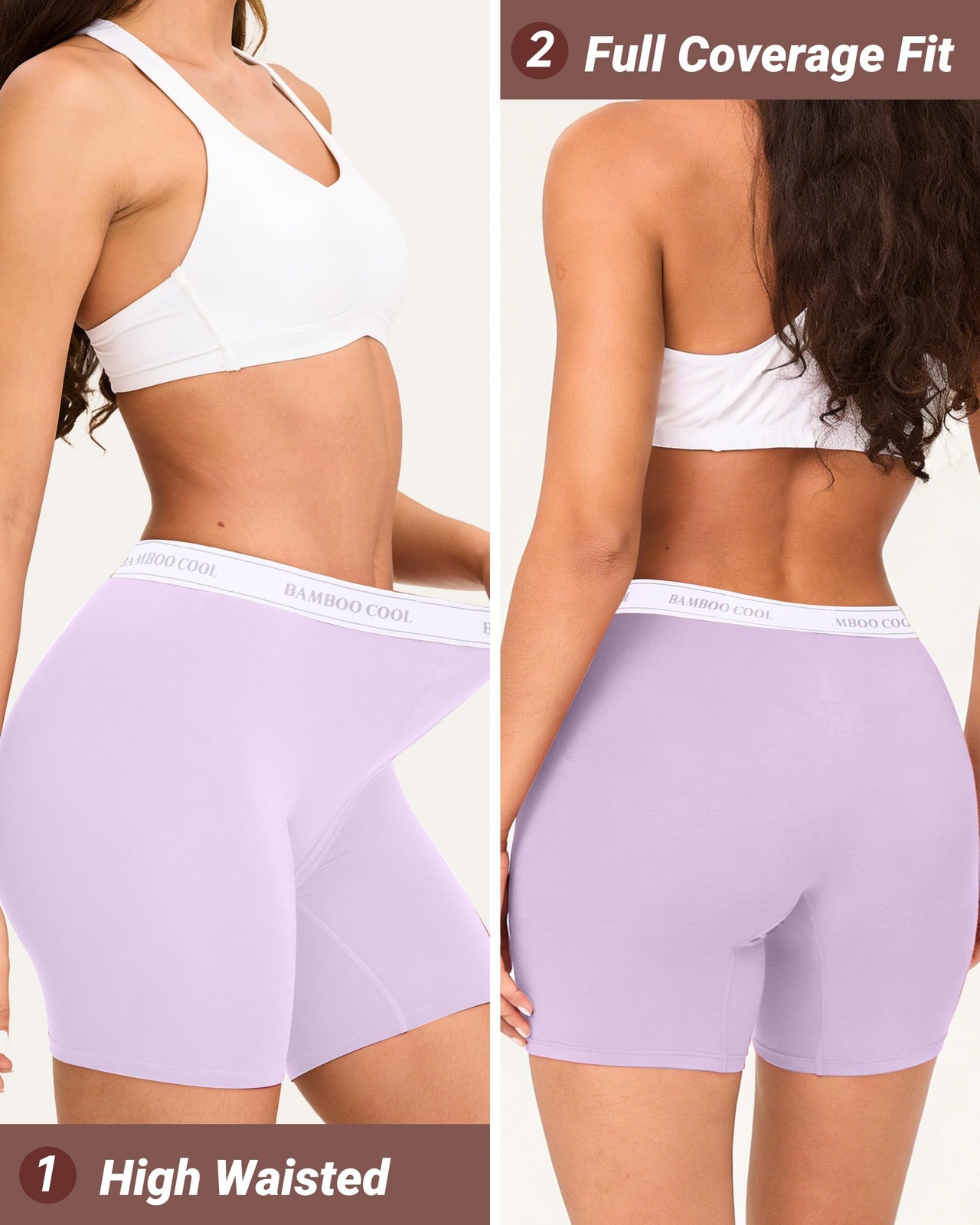 Bamboo Cool Womens Boyshorts Underwear Full Coverage Ladies Panties High