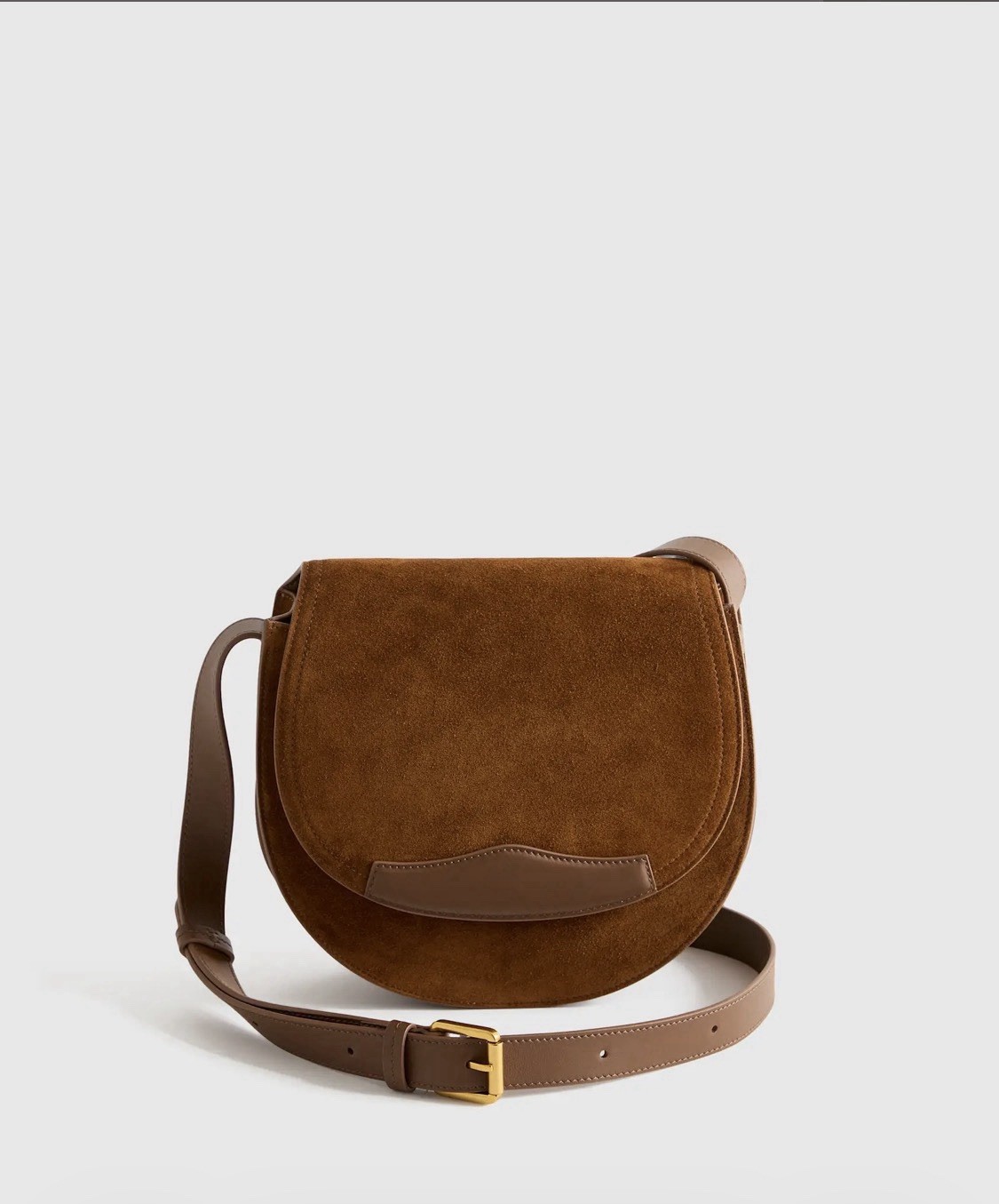 Quince Italian Suede Saddle Bag Whiskey Brown Crossbody NWT