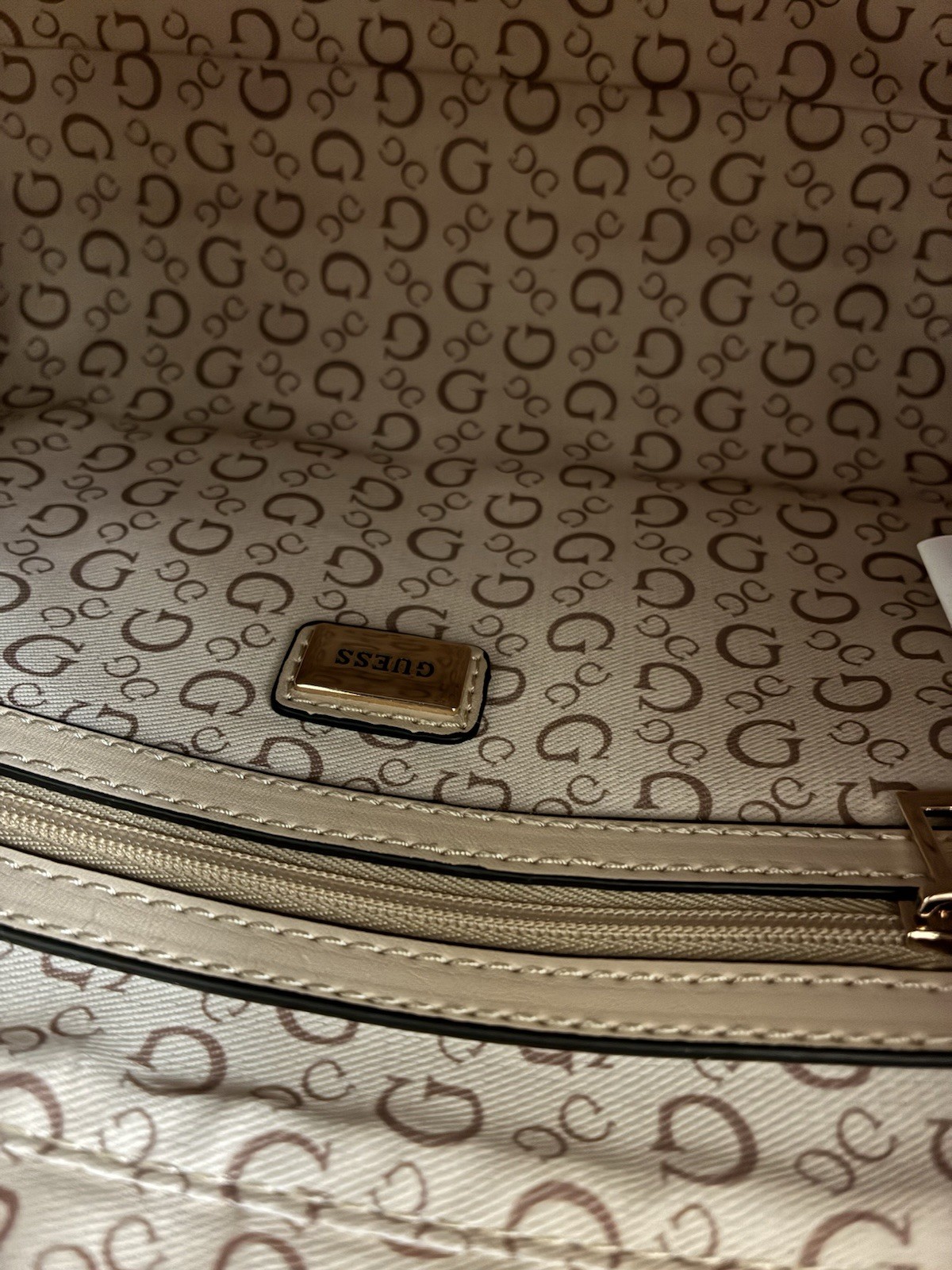 GUESS Jackie Mini Small Tote Bag Handbag Crossbody Brown Natural CB157581 NWT