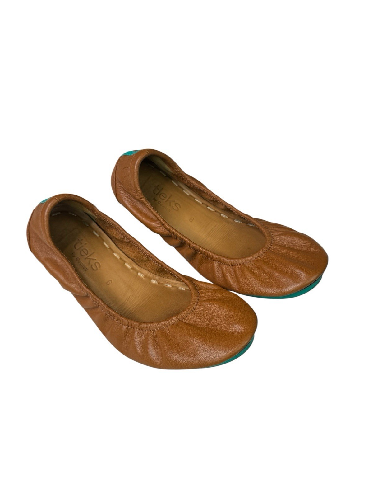 Tieks Chestnut Rich Brown Nappa Leather Travel Ballet Flat Shoes Size 6 Ret $210