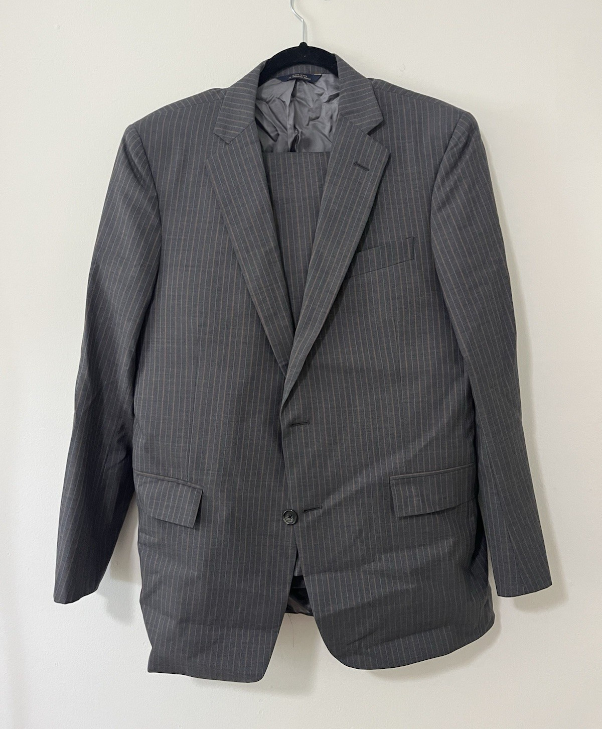 Brooks Brothers Men’s Gray Pinstripe Wool 2-Piece Suit Regent 40R W34 USA