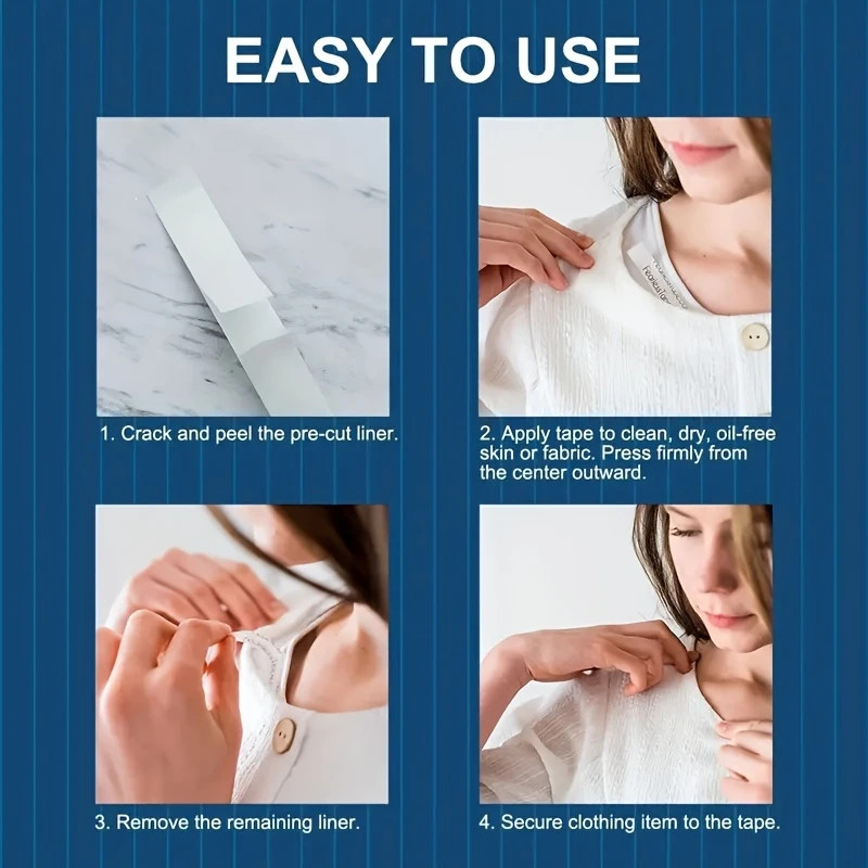 2× Double-Sided Body Tape Roll Waterproof & Sweatproof Strips for Cloth Dress US
