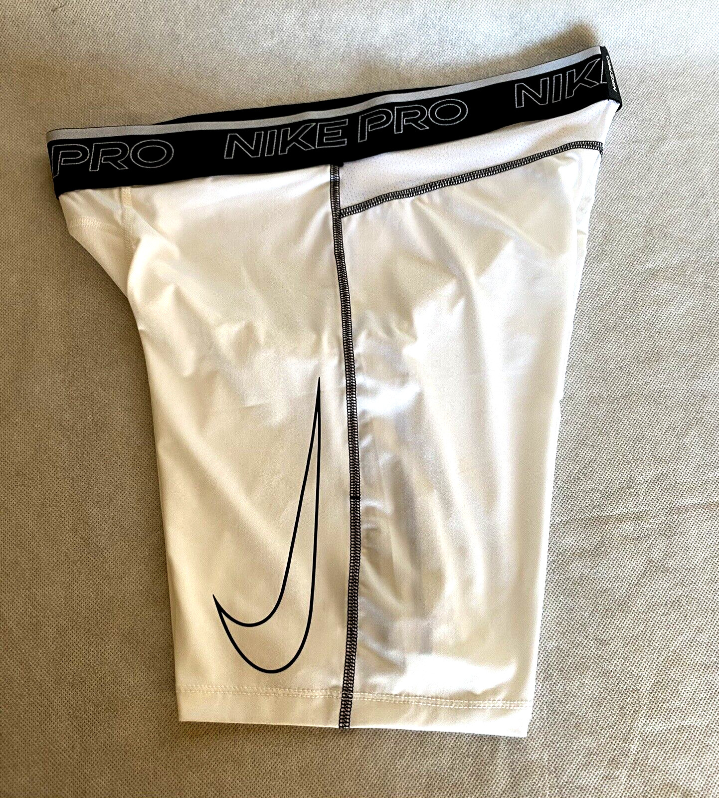NIKE PRO Sz XL White Black Tight Fit Mens Training Long Shorts Move To Zero NEW