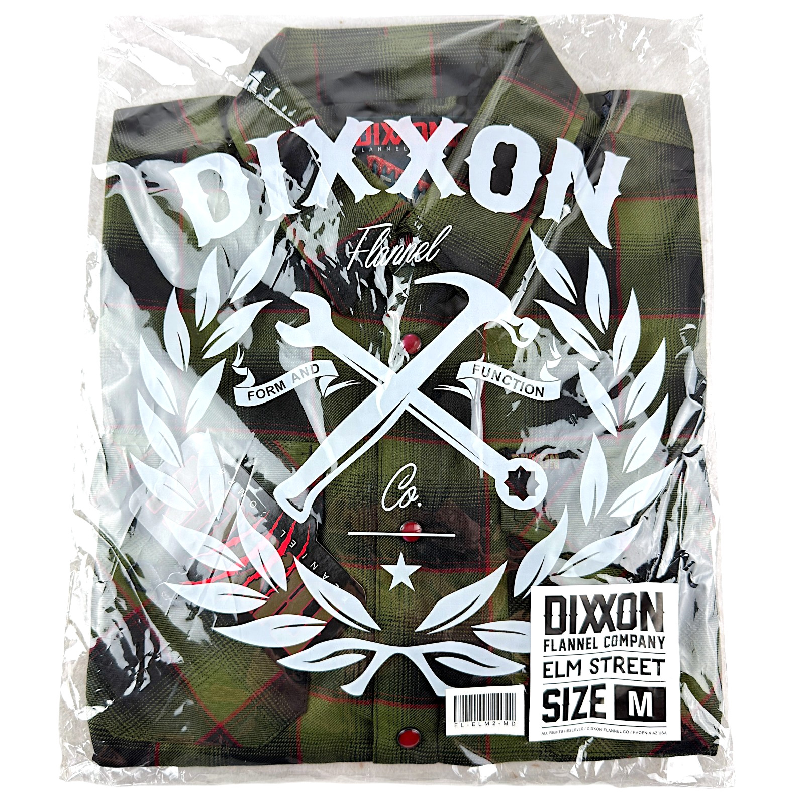 DIXXON Flannel “Elm Street 2.0” Mens MEDIUM Plaid Horror Movie Snap Button Shirt