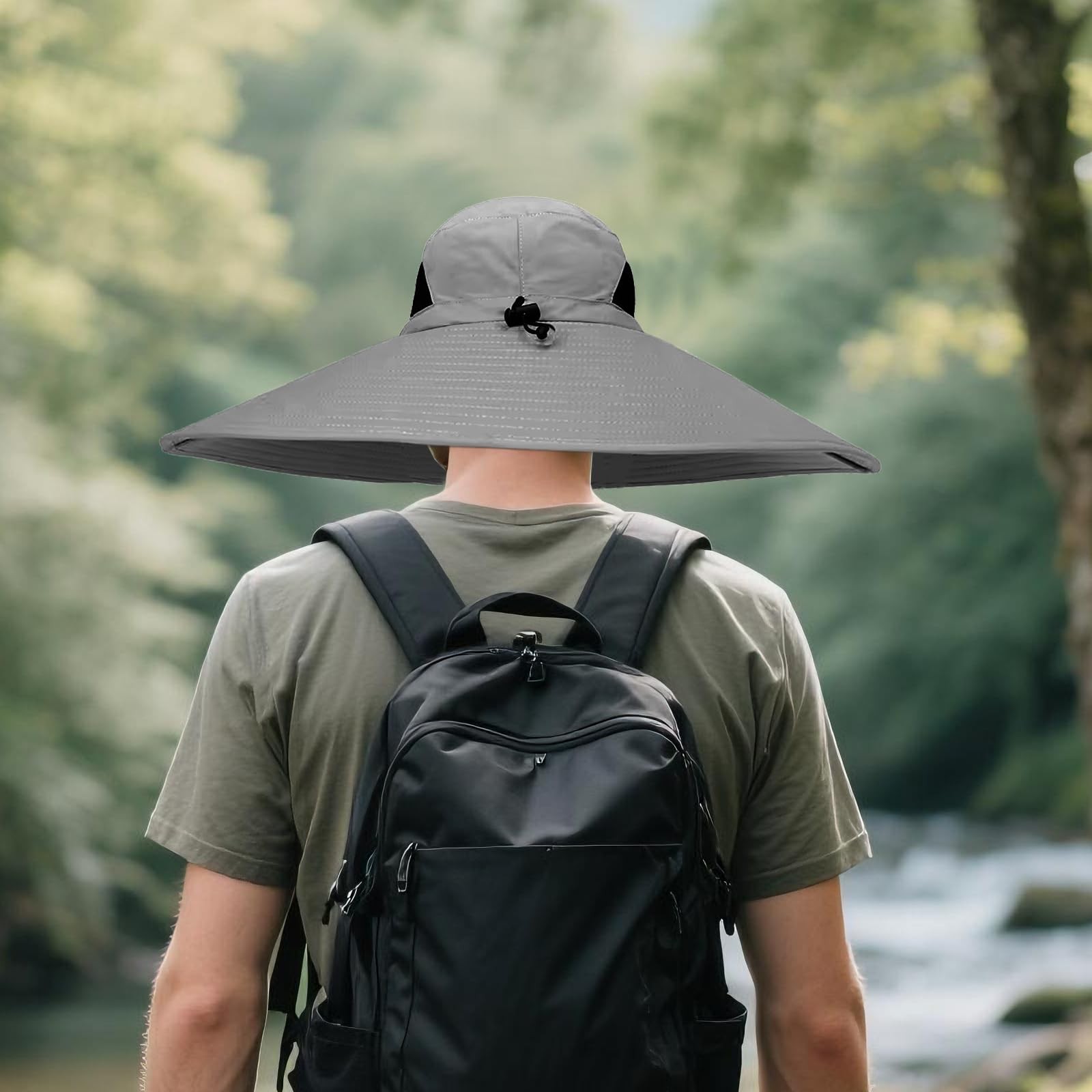 Super Wide Brim Sun Hat, UPF 50+ UV Protection Waterproof 7 1/8, Dark Grey 01