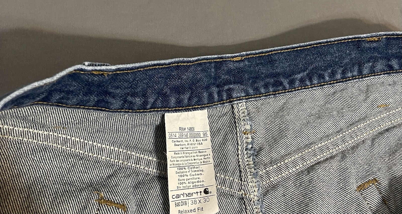 Carhartt B460 DVB Relaxed Fit Jeans Mens 38×30 Blue Denim Excellent Condition