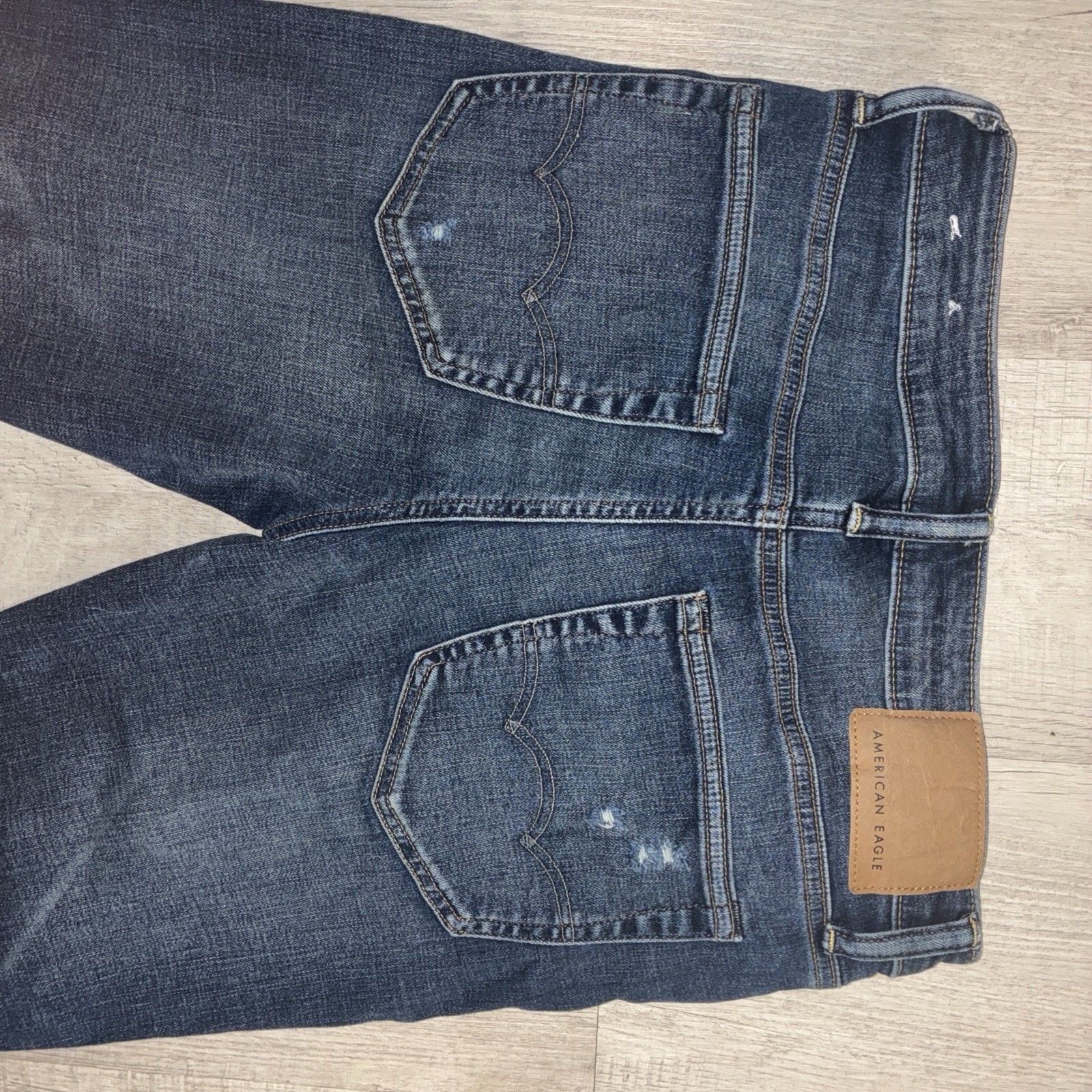 American Eagle AirFlex+ Slim Distressed Ripped Dark Wash Jeans 31×30