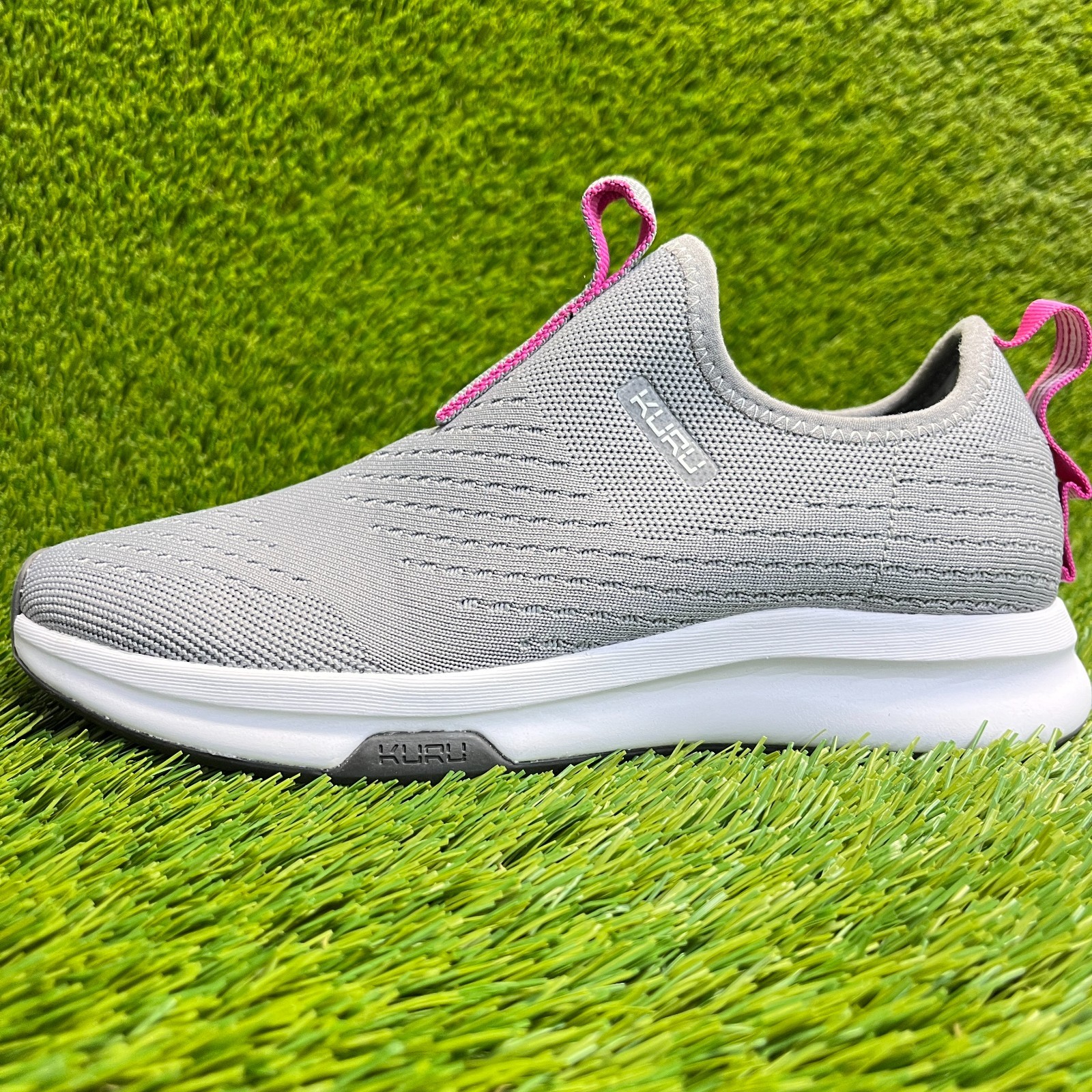 Kuru Atom Womens Size 8.5 Gray White Athletic Walking Slip On Shoes Sneakers