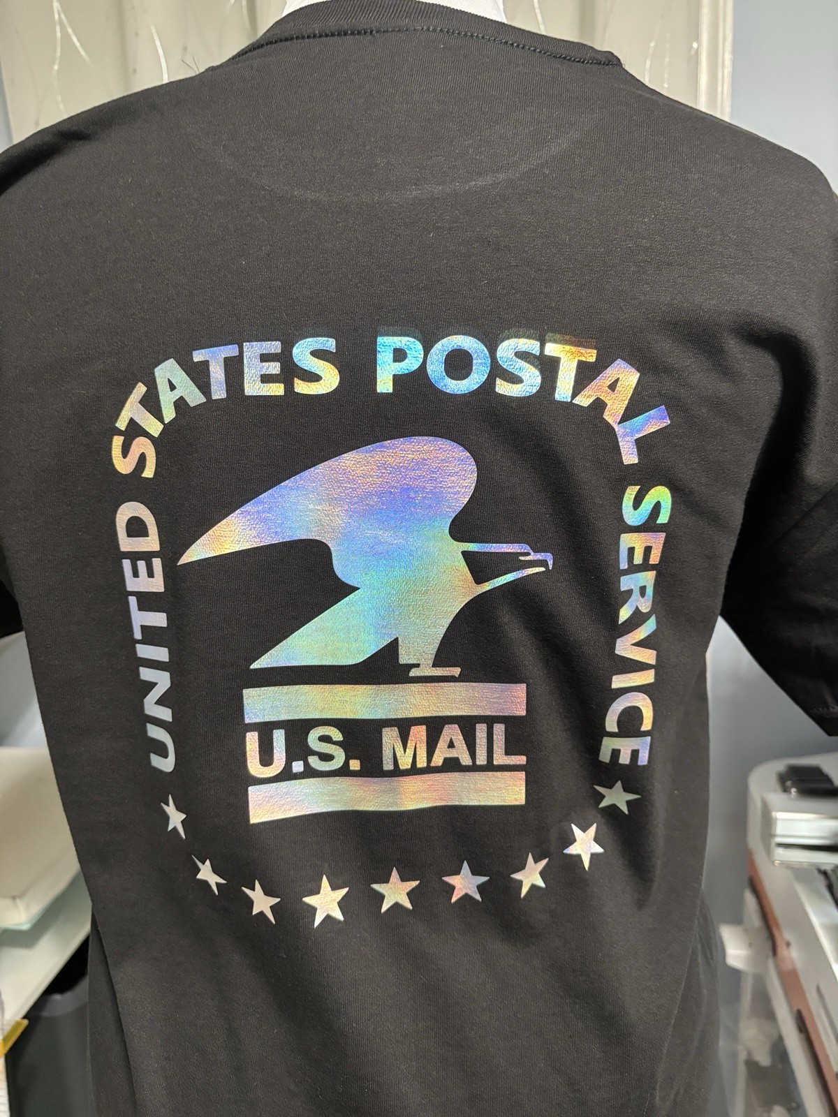Customizable postal inspired tshirt. You pick shirt color and vinyl color.