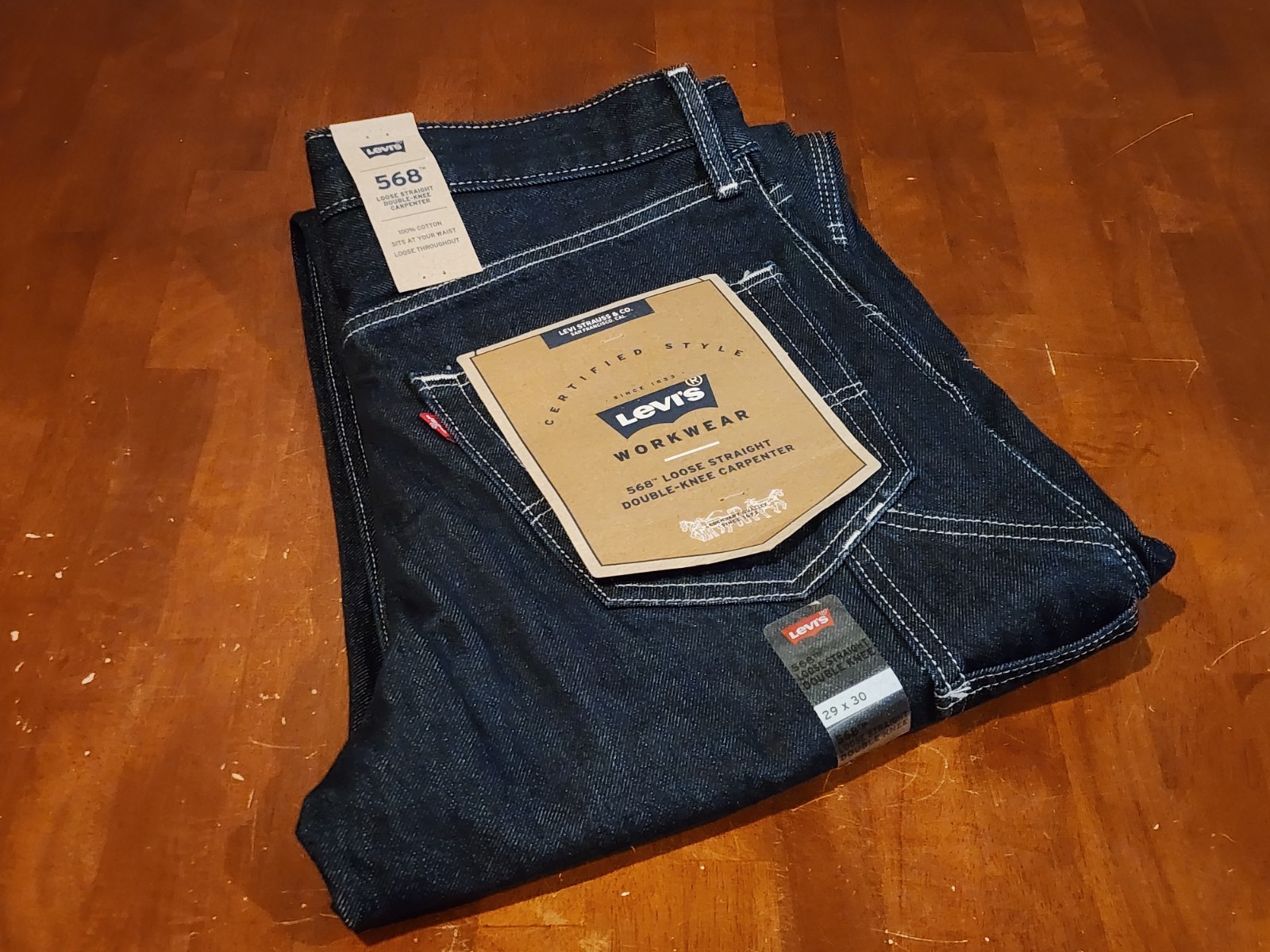 Levi’s 568 Loose Carpenter Double Knee Pants Dark Blue Men’s Sz 29×30 $79 MSRP