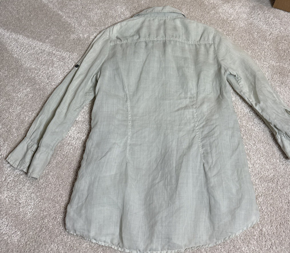 Theory Womens 100% Ramie Marandel Common Pocketed Button Down Blouse Size Medium