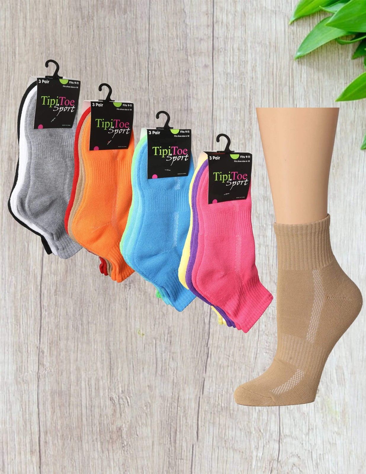 Tip Toe Women Sport Soft & Breathable Cushioned Athletic Crew Socks, 3 Pack