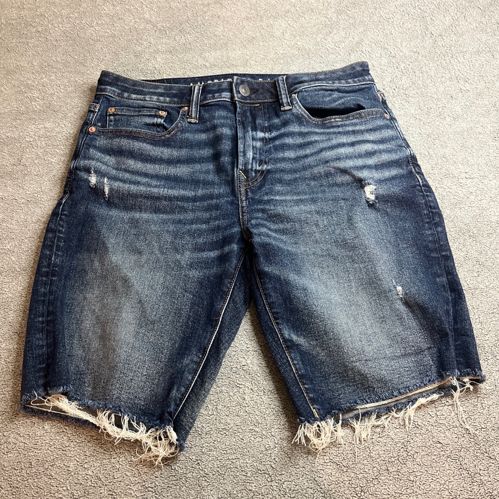 American Eagle Airflex+ Distressed Cut-off Denim Unisex Jhorts US 32 B181