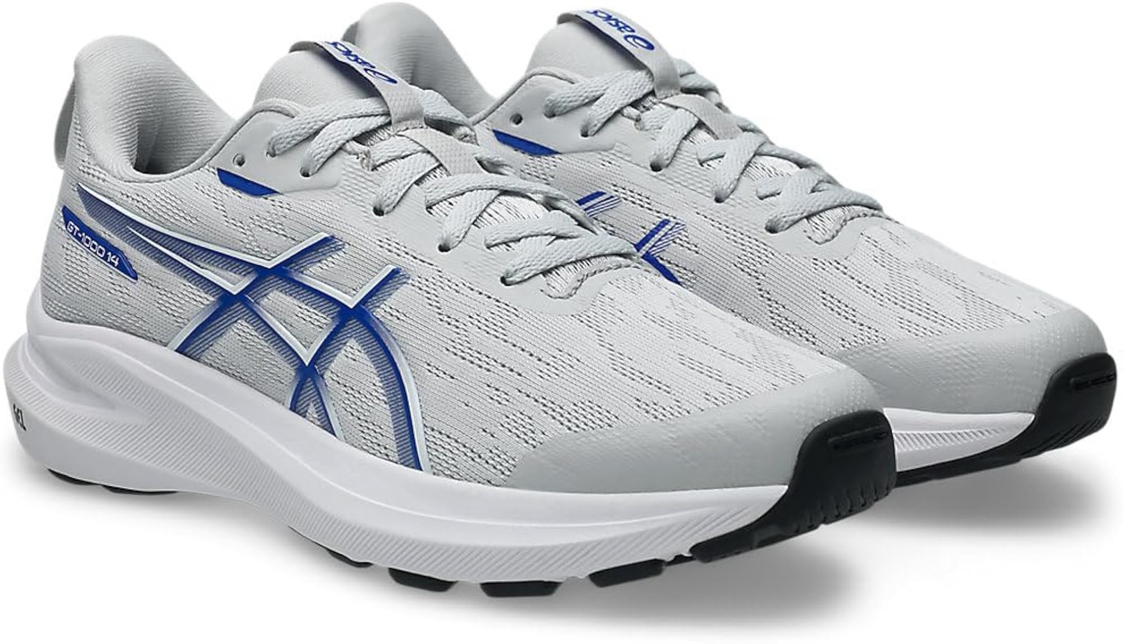 ASICS Unisex-Child Gt-1000 14 Gs – Concrete/Neon Blue – 5.5 Big Kid