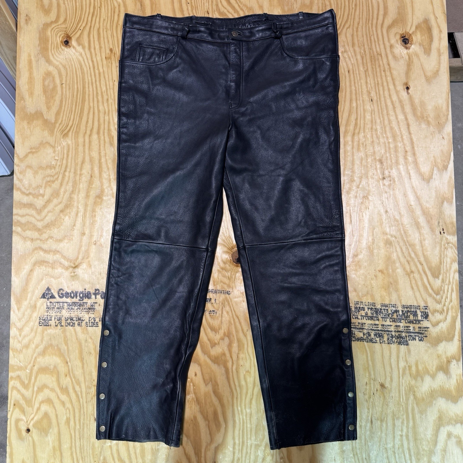 VTG USA Bikers Dream Apparel Black Leather Lined Pants Pre-owned Size 48 Mens