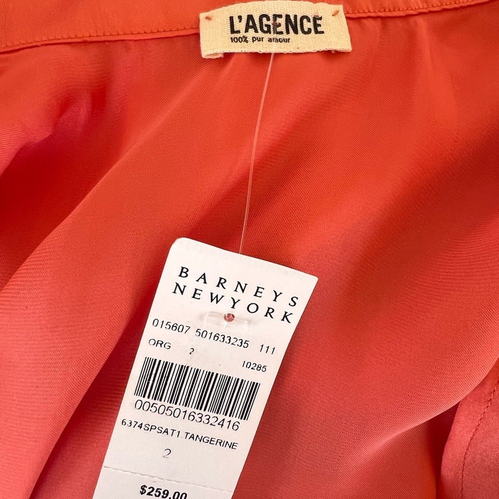L’AGENCE STUNNING TANGERINE V-NECK FLOWY TIE FRONT MINI DRESS NWT COCKTAIL