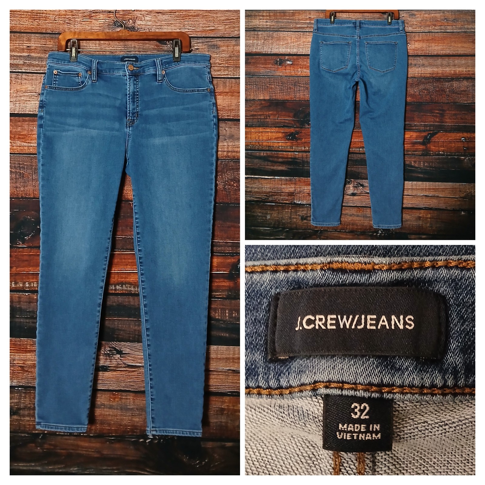 J Crew Jeans Size 32 14 Toothpick High Rise Skinny Ankle Blue Denim Stretch