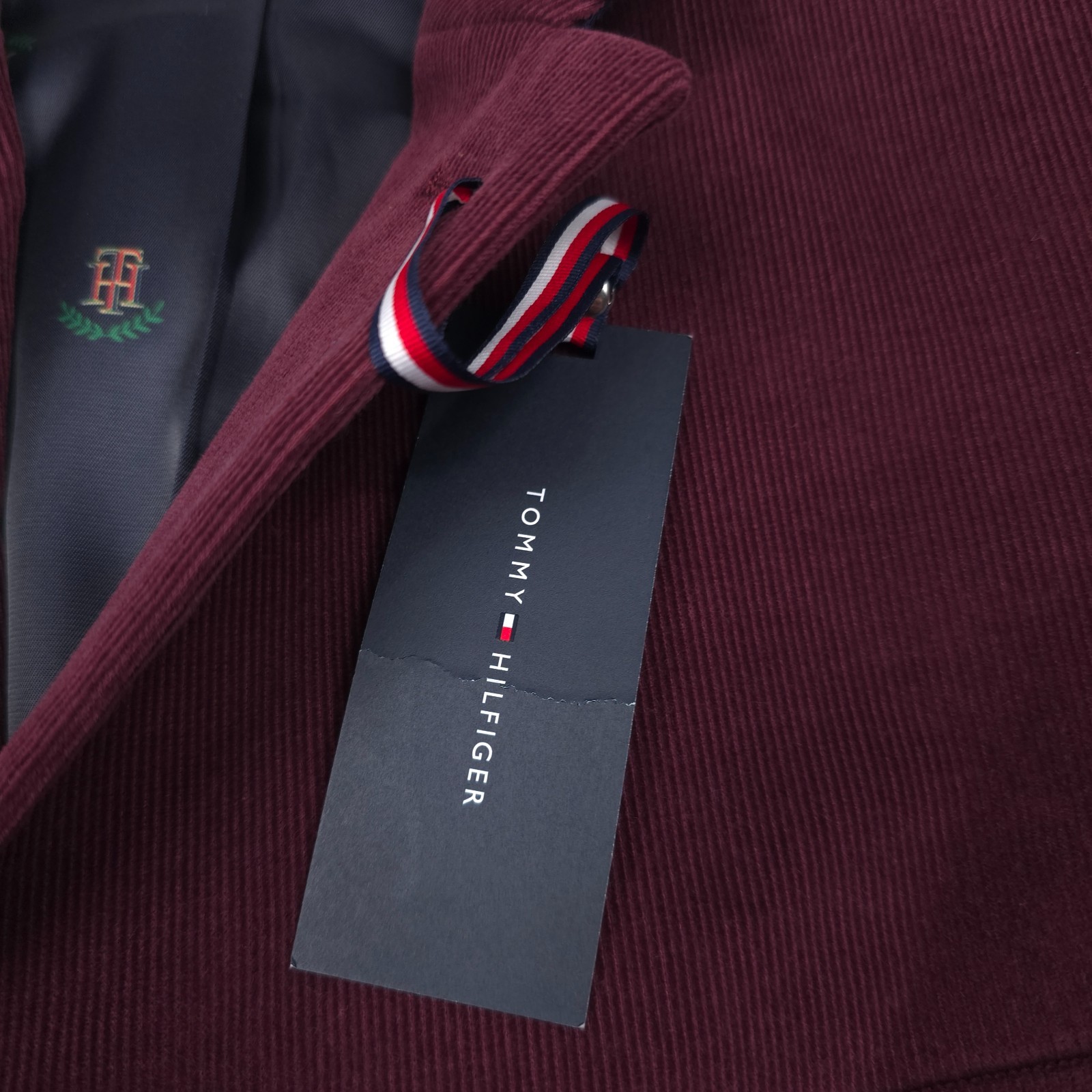 Tommy Hilfiger Daltry Corduroy Sport Coat Mens 46R Burgundy Red Blazer Jacket
