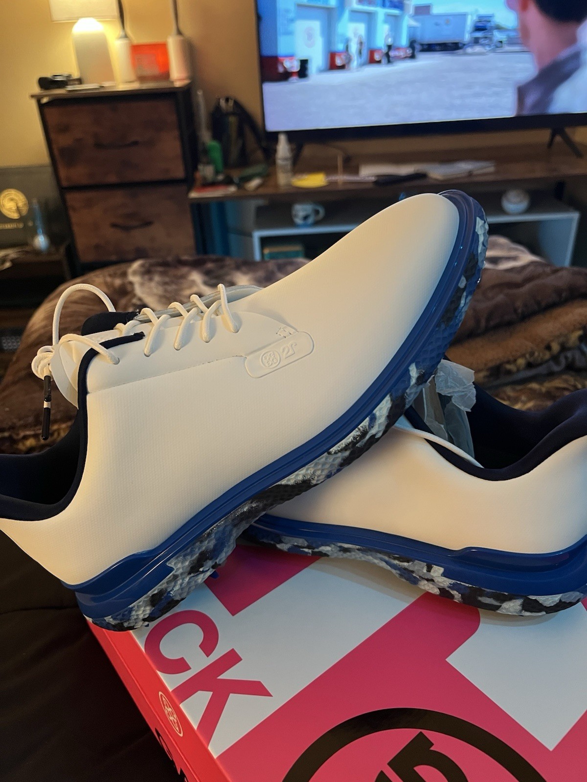G/FORE Gallivan2R G/LOCK Camo Sole Golf Shoes Mens Size 9 White GMF00076