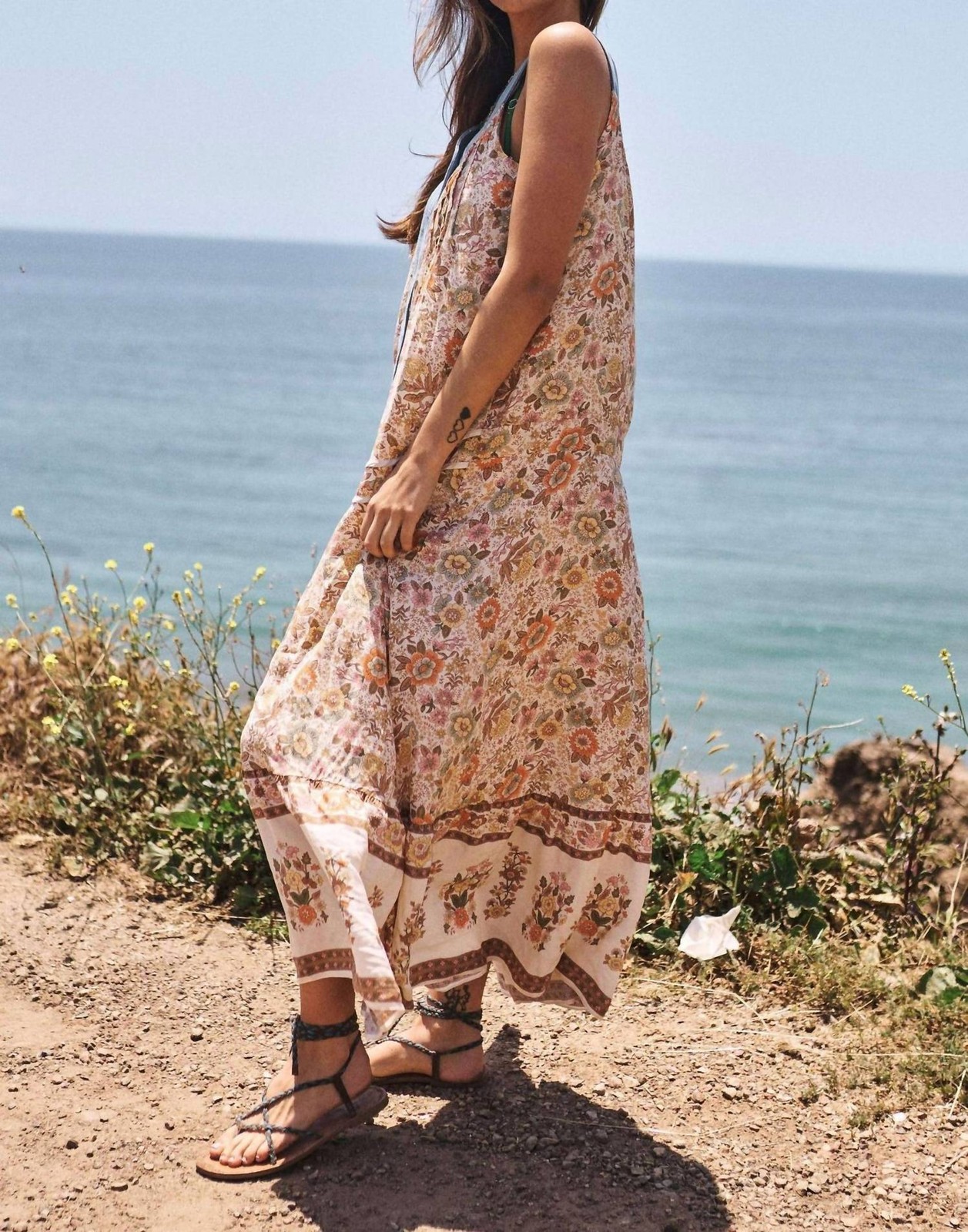 Davi & Dani Floral Border V Neck Maxi Dress -Plus Size 3X